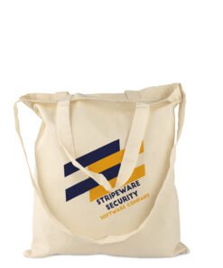 Cotton bag with 2 short handles (approx. 2.5 x 40 cm) and 1 shoulder loop (approx. 2.5 x 80 cm)