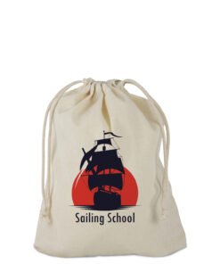 Cotton bag with double drawstring in natural