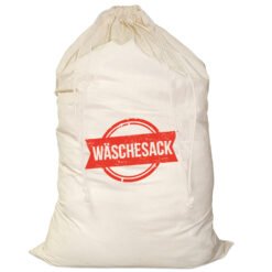 Laundry sack / cotton bag with double drawstring in natural